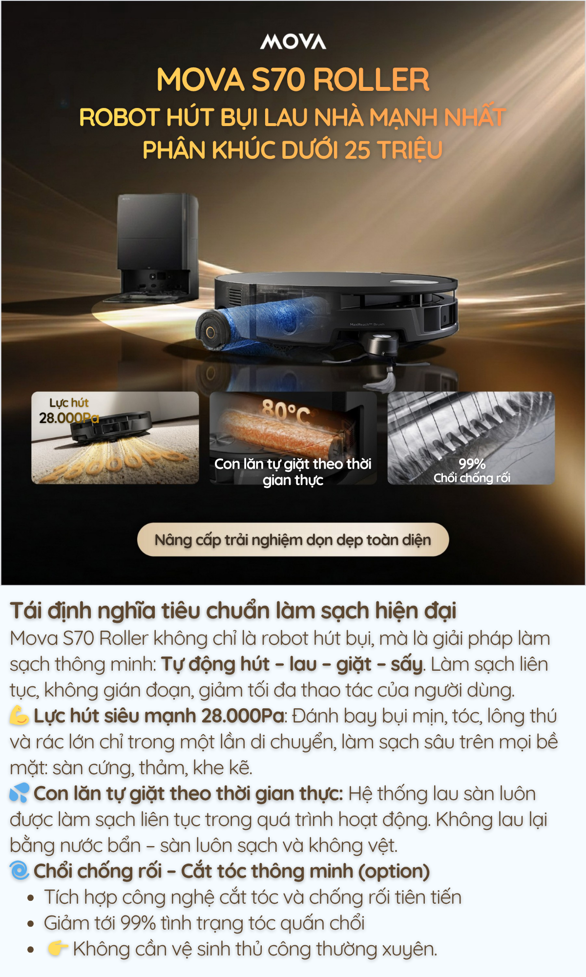 Mova S70 Roller - Giải pháp làm sạch toàn diện cho cuộc sống hiện đại