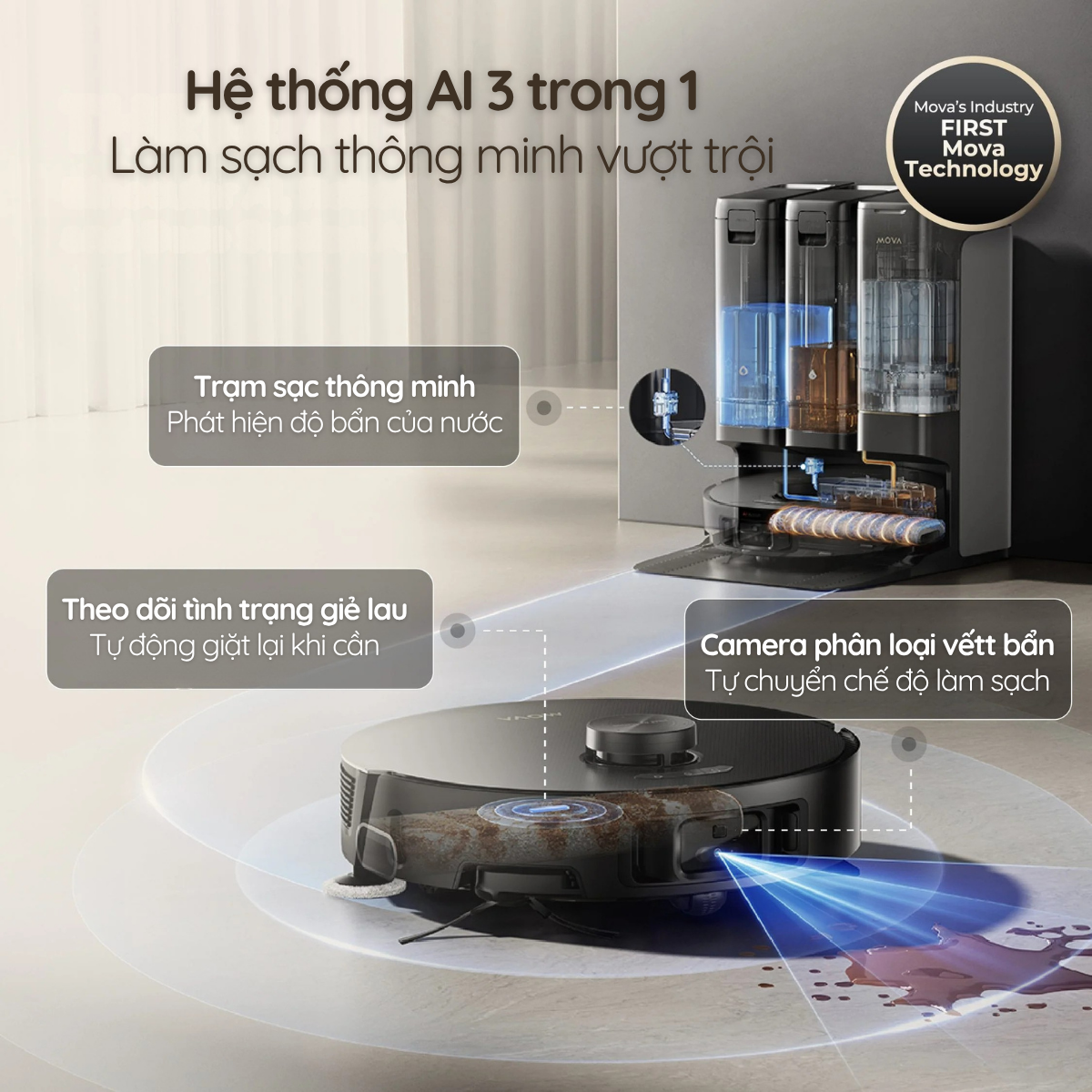 Hệ thống AI 3 trong 1 Làm sạch thông minh vượt trội