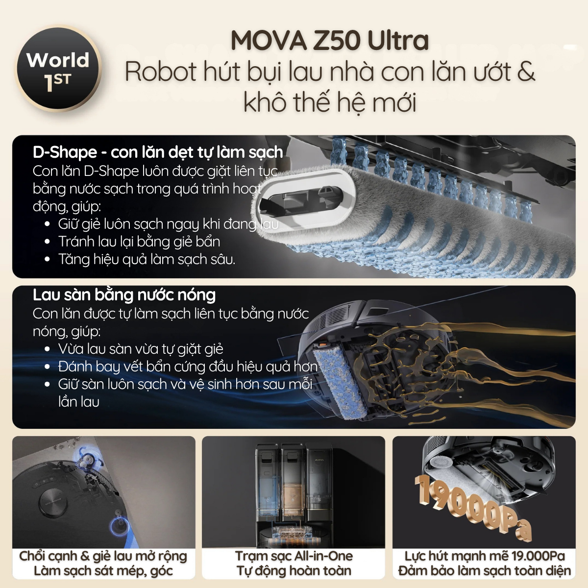 Giải pháp làm sạch “2 trong 1” – Robot + máy lau sàn con lăn cao cấp