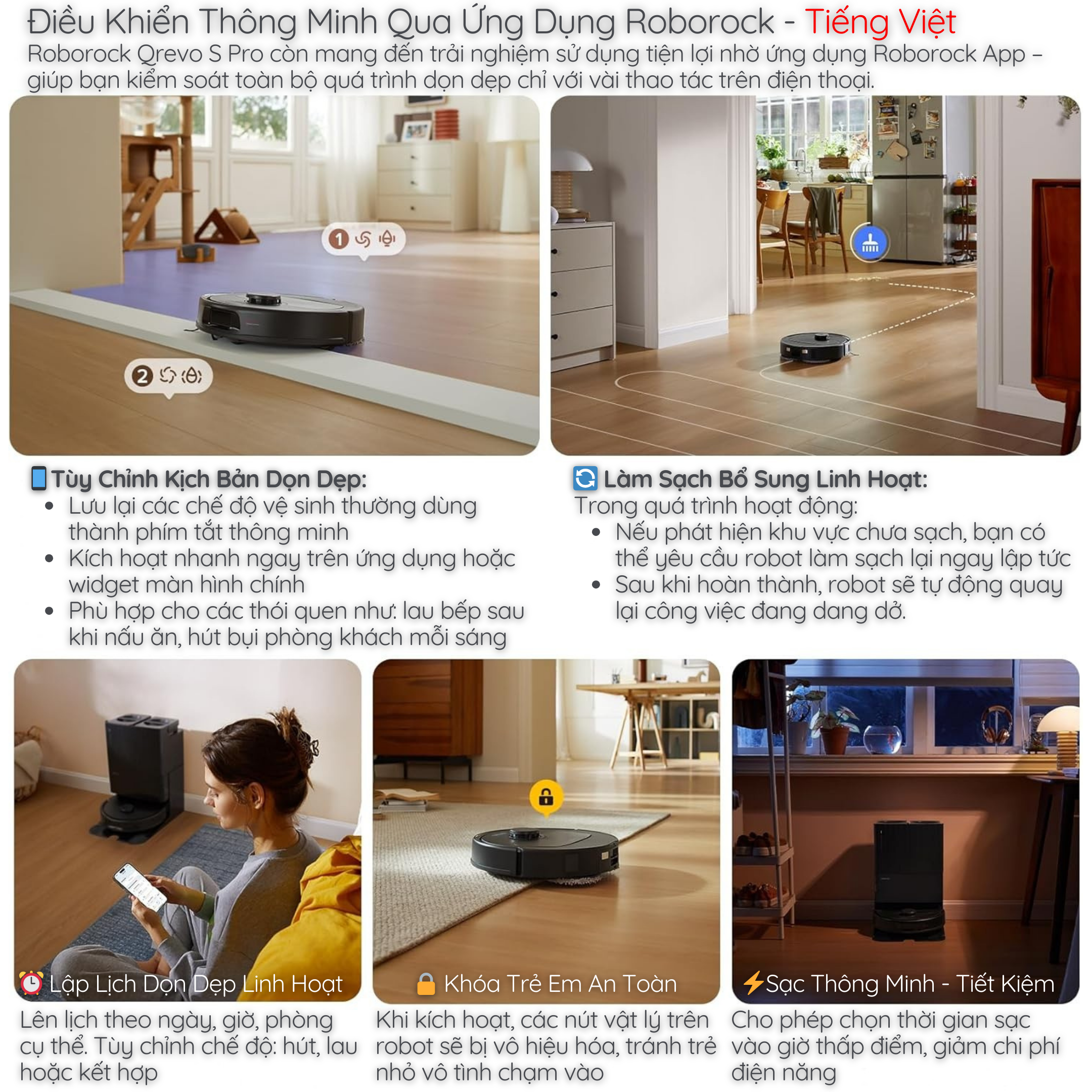 Điều Khiển Thông Minh Qua Ứng Dụng Roborock - Tiếng Việt