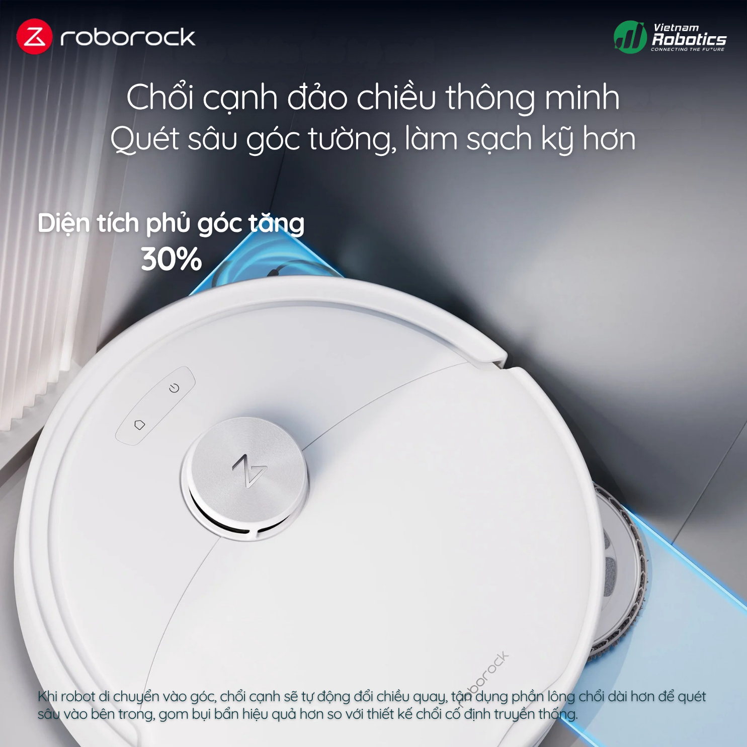 Chổi cạnh đảo chiều thông minh Quét sâu góc tường, làm sạch kỹ hơn