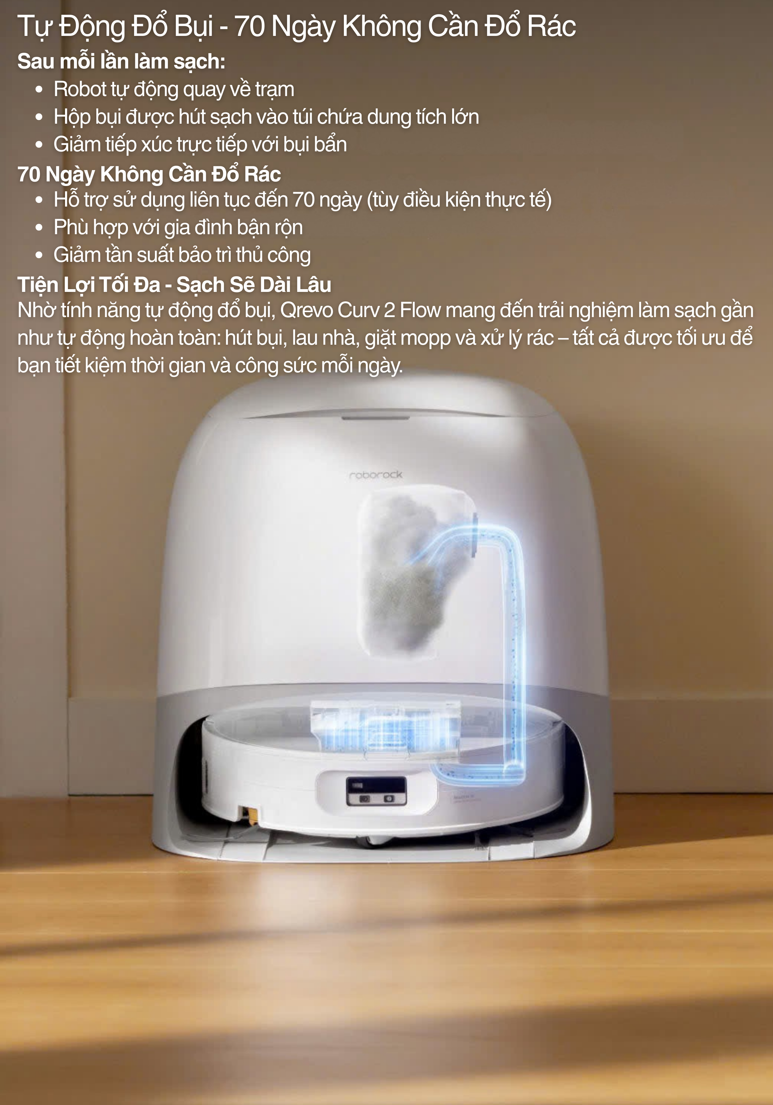 Tự Động Đổ Bụi - 70 Ngày Không Cần Đổ Rác