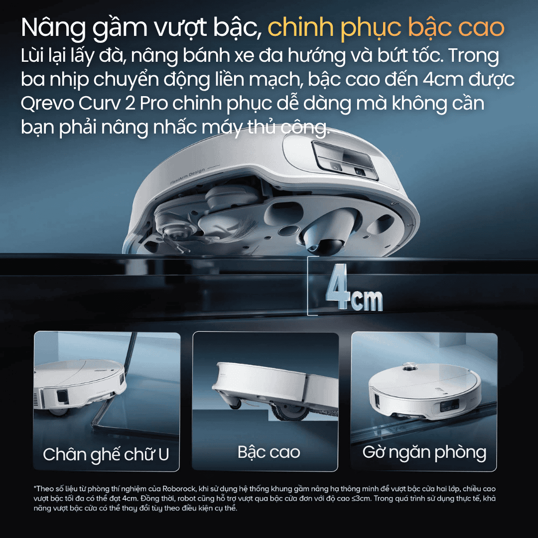 Khung gầm nâng hạ linh hoạt, chinh phục bậc cao 4cm