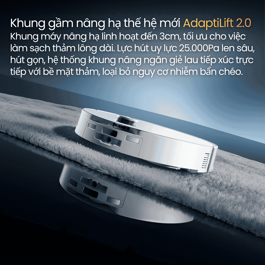 Roborock Qrevo Curv 2 Pro - nâng hạ khung gầm thông minh