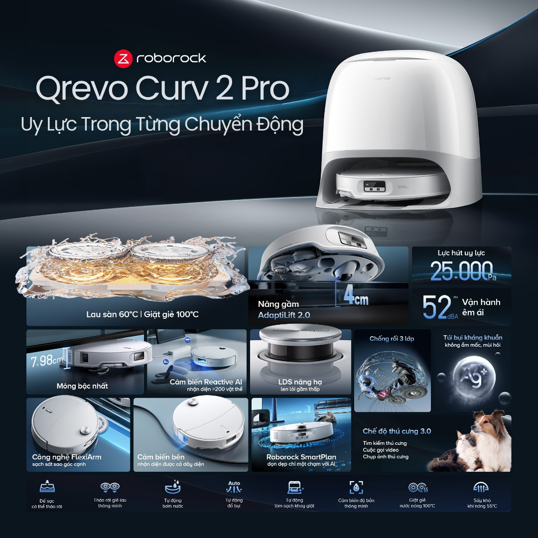 Roborock Qrevo Curv 2 Pro - Đỉnh cao chống rối tóc 2026