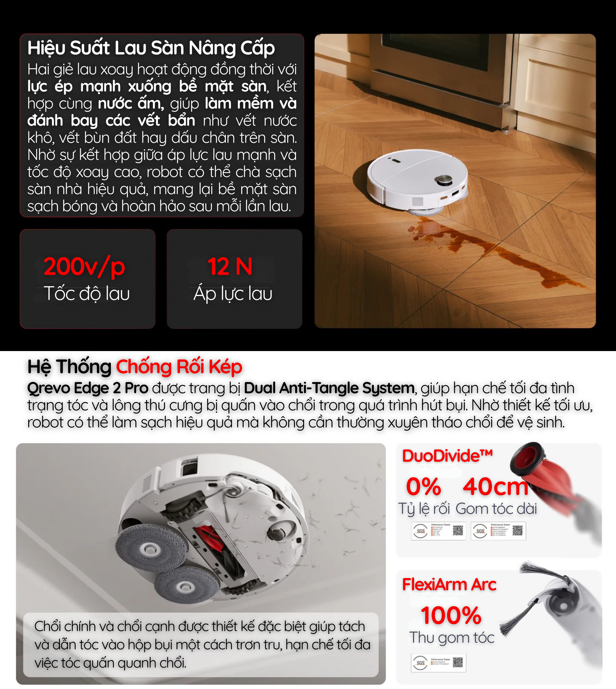 Hiệu Suất Lau Sàn Nâng Cấp - Hệ Thống Chống Rối Kép