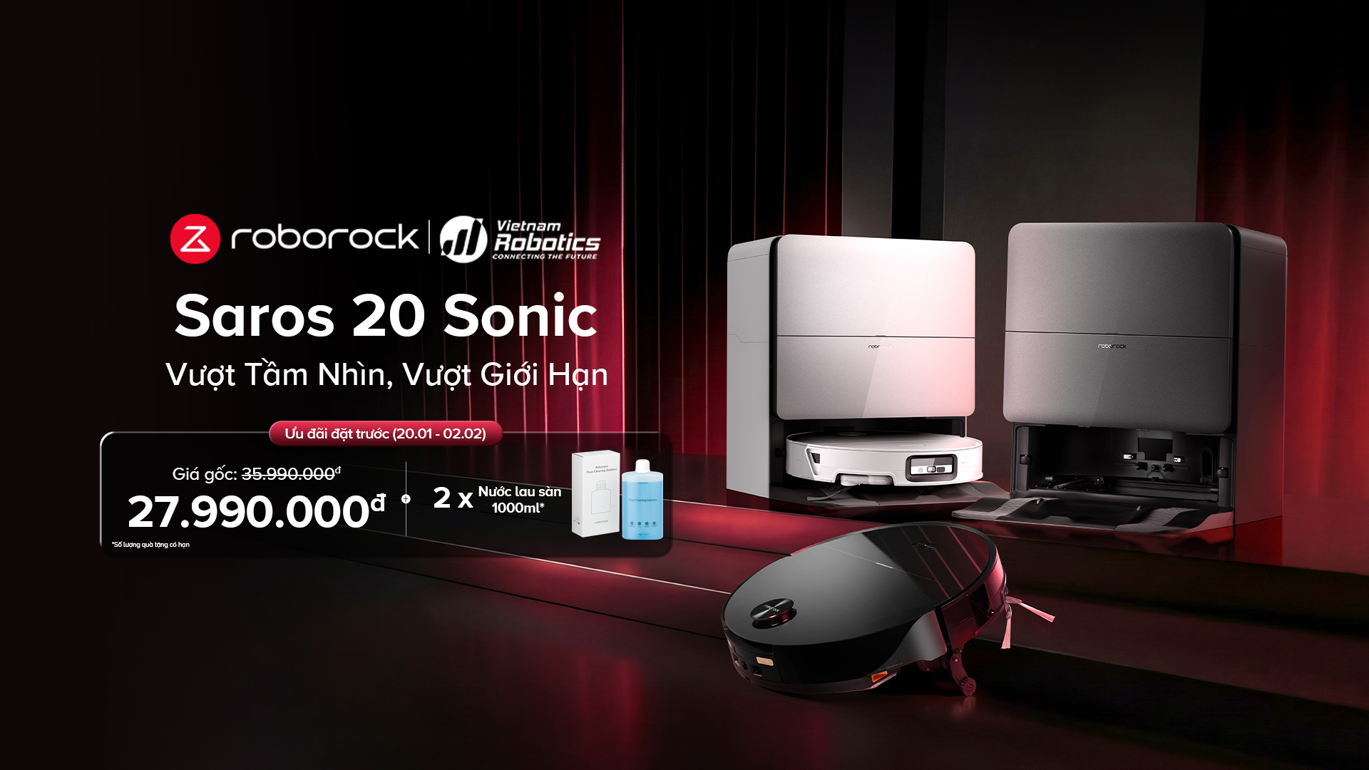 Roborock Saros 20 Sonic - khuyến mại mở bán với nhiều ưu đãi hấp dẫn