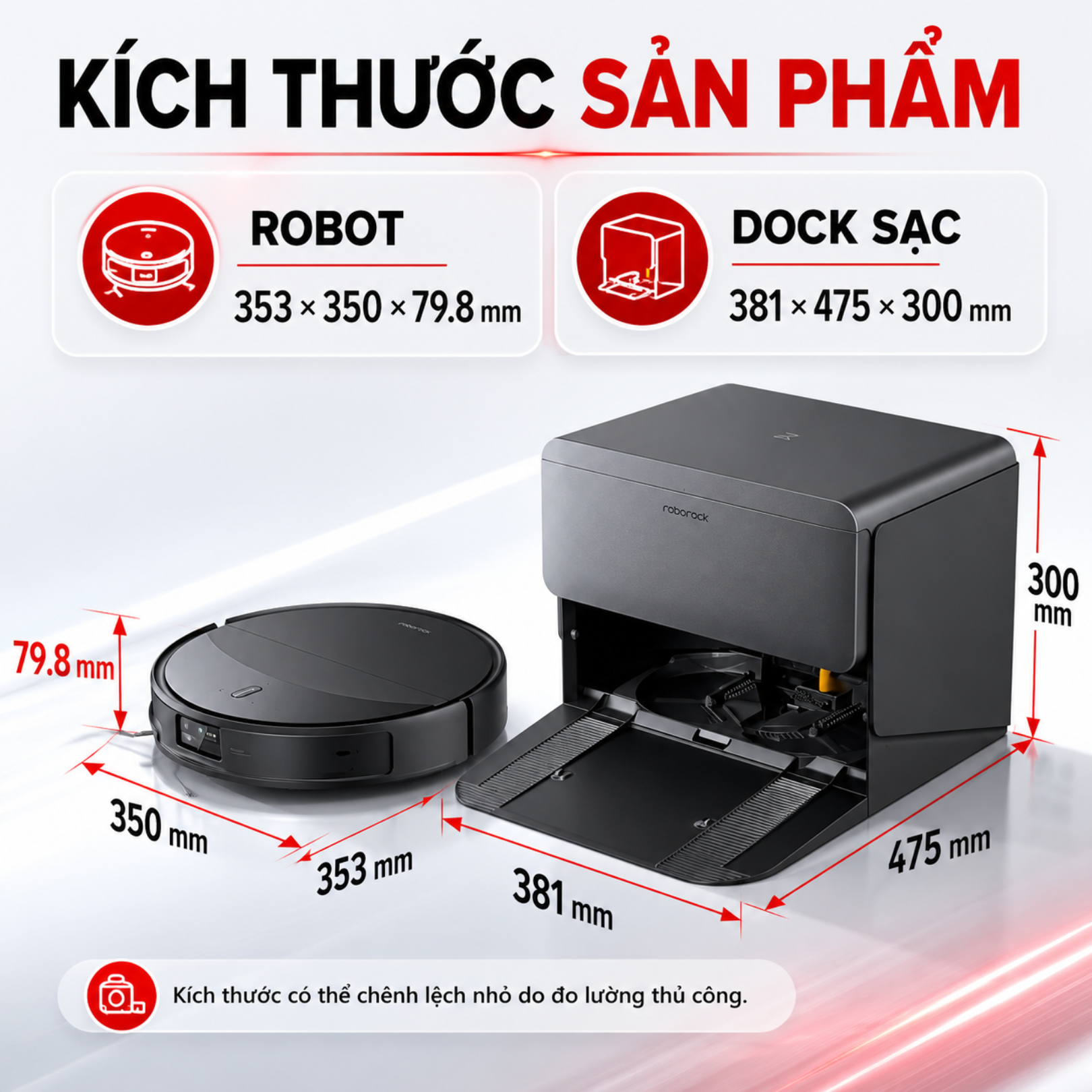 Robot Hút bụi Lau Nhà Roborock Saros 20 Tự Cấp Thoát Nước - thông số