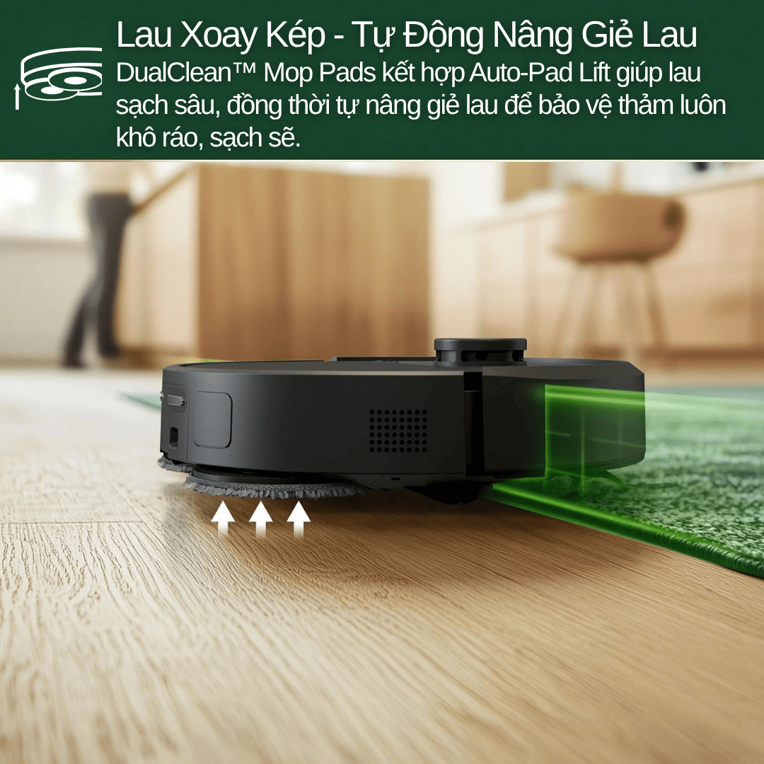 Lau xuay kép, tự động nâng giẻ lau trên thảm