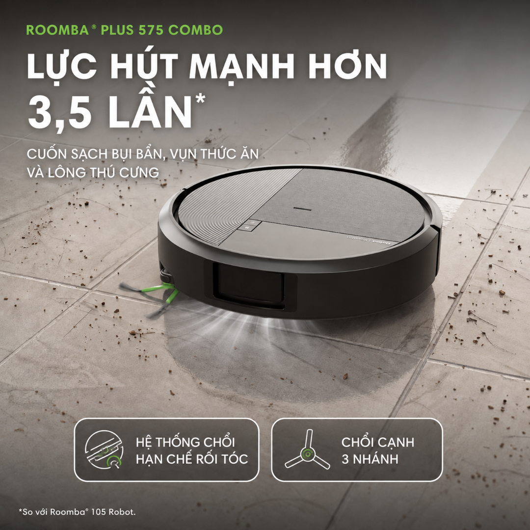 Lực hút mạnh hơn 3,5 lần nhưng iRobot không công bố Pa