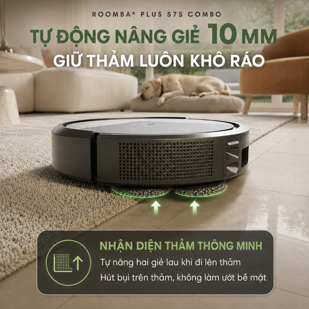 Nâng giẻ 10 mm, hạn chế làm ướt thảm