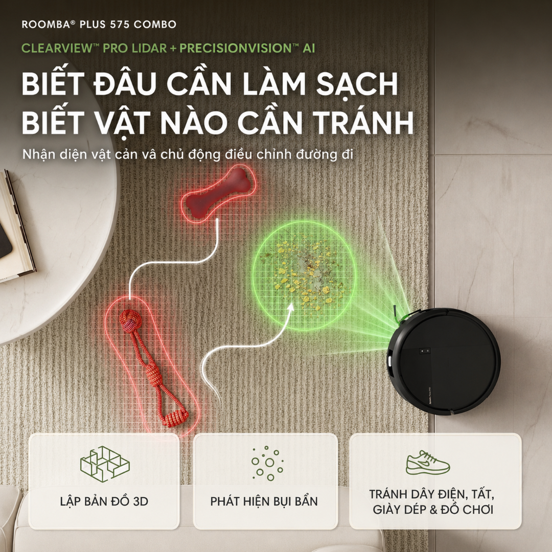 PrecisionVision™ AI nhận diện và tránh vật cản
