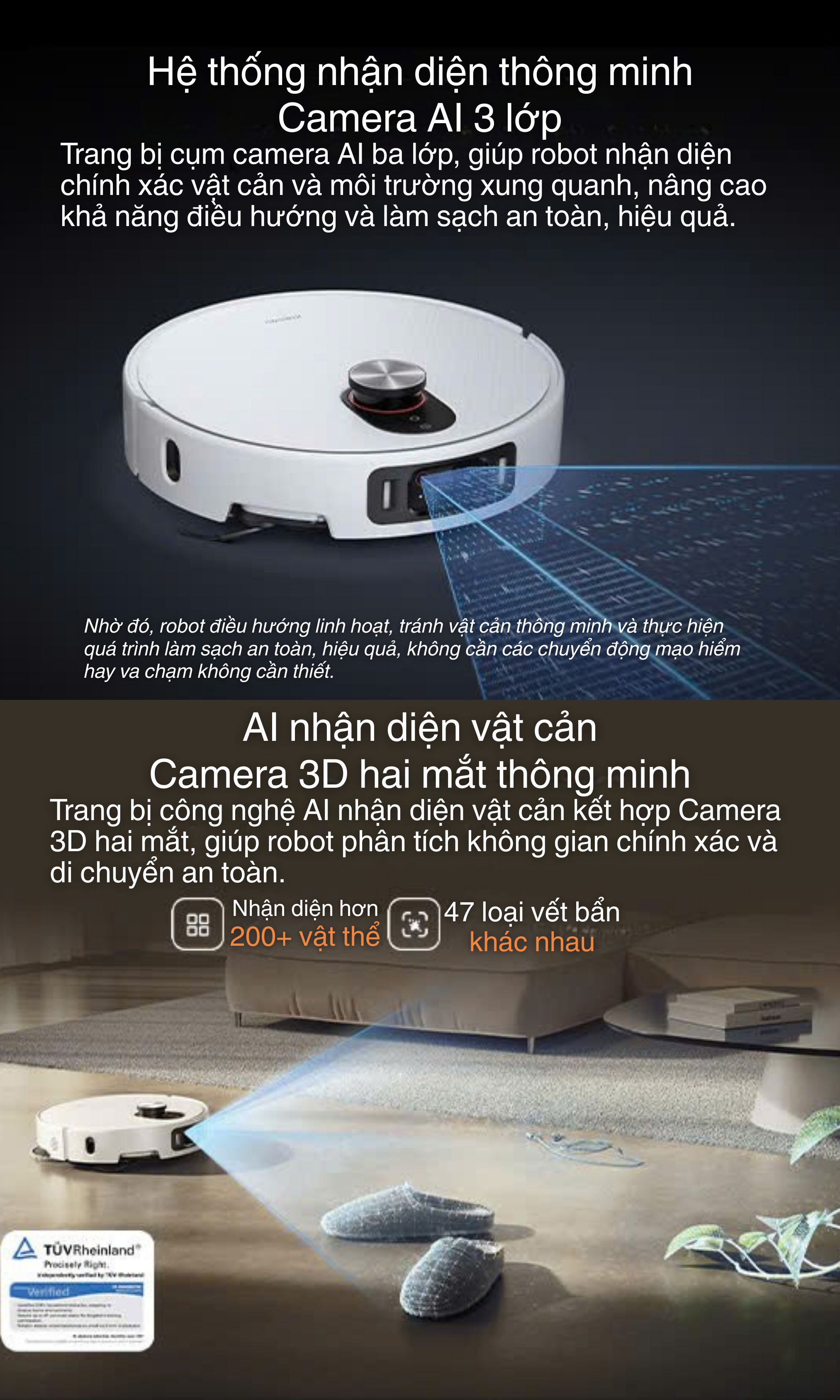 Xiaomi Vacuum 5 Pro - Công nghệ nhận diện phát hiện vật cản thông minh