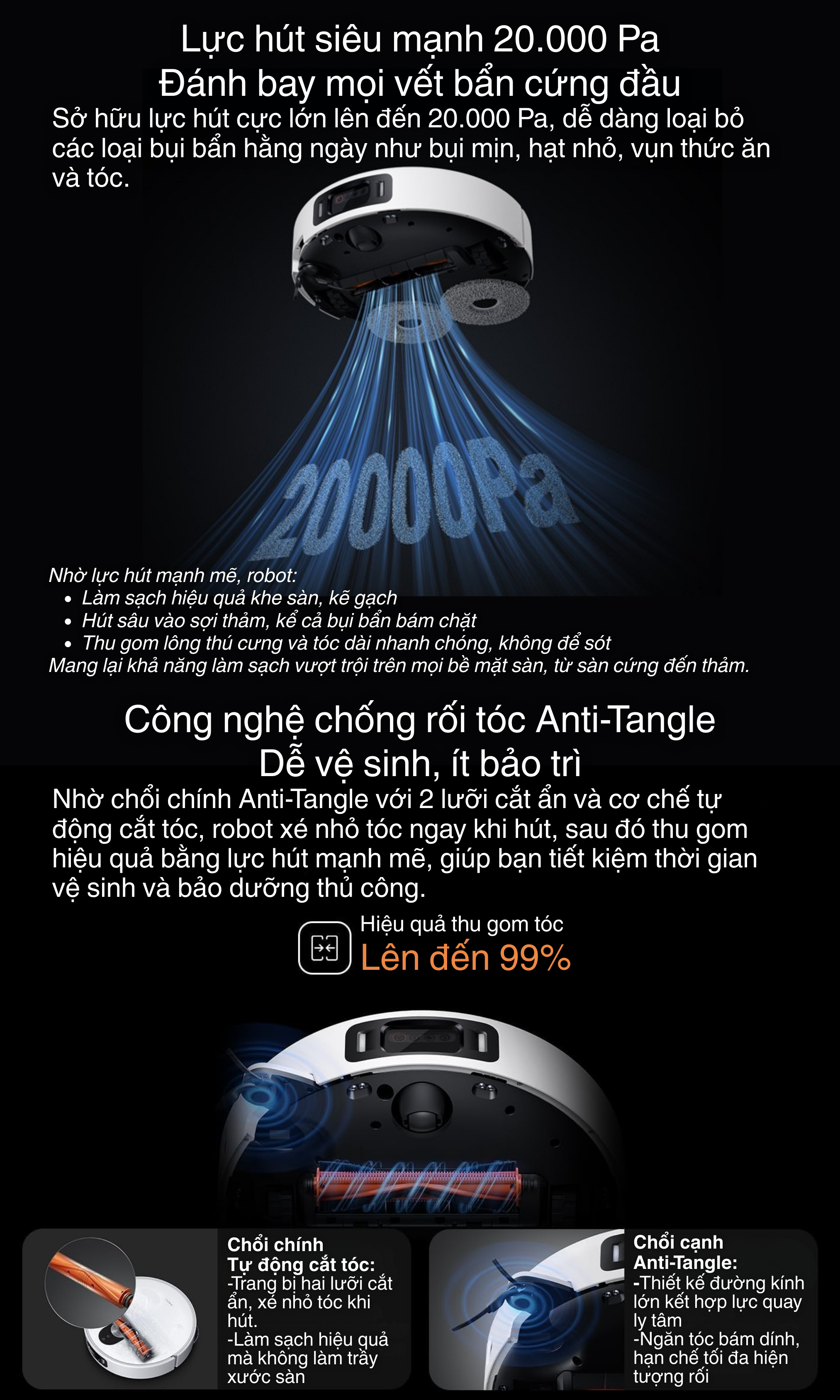 Xiaomi Vacuum 5 Pro - lực hút 20.000pa siêu mạnh