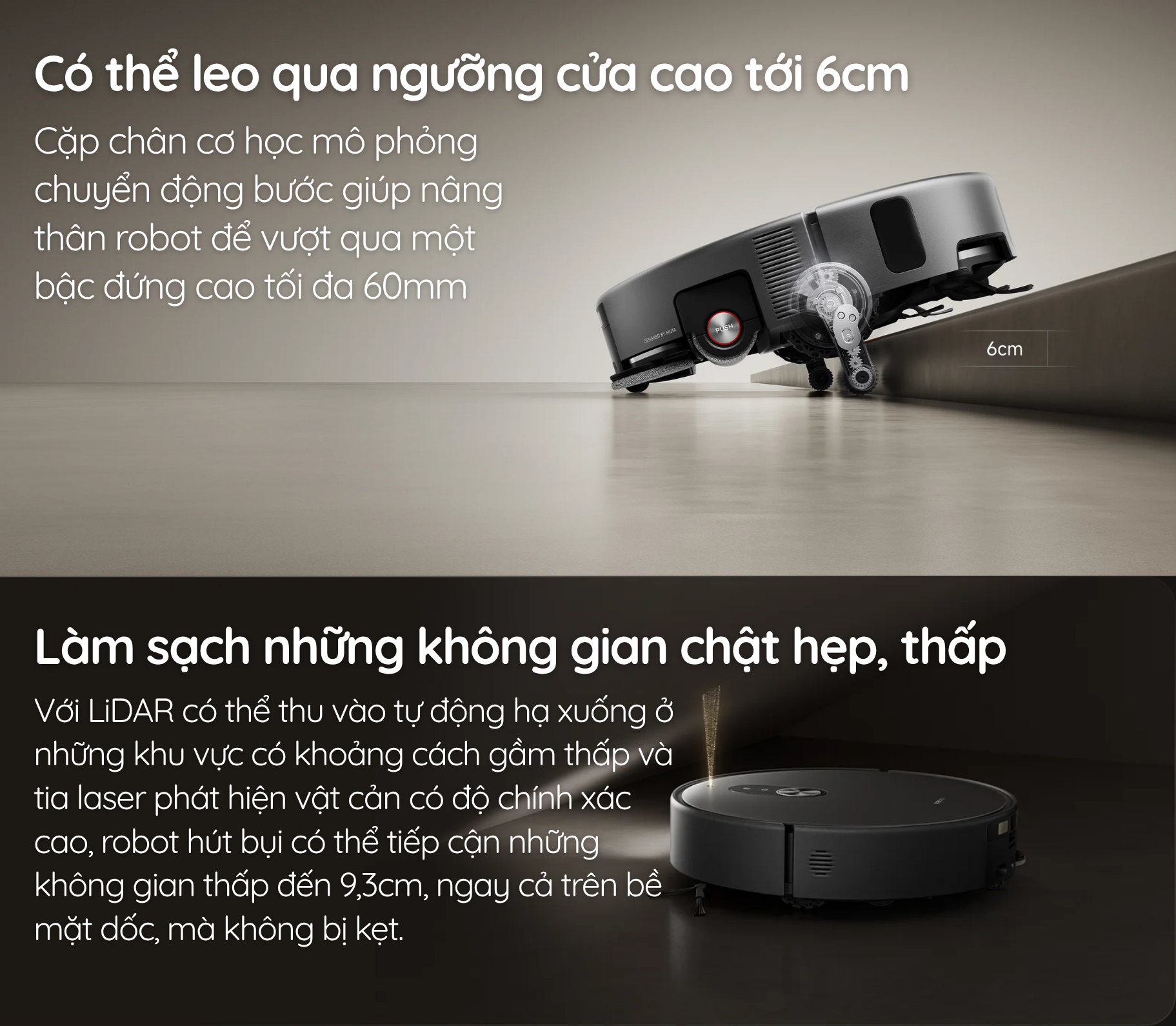Chân cơ học kép vượt bậc đơn cao tới 6cm