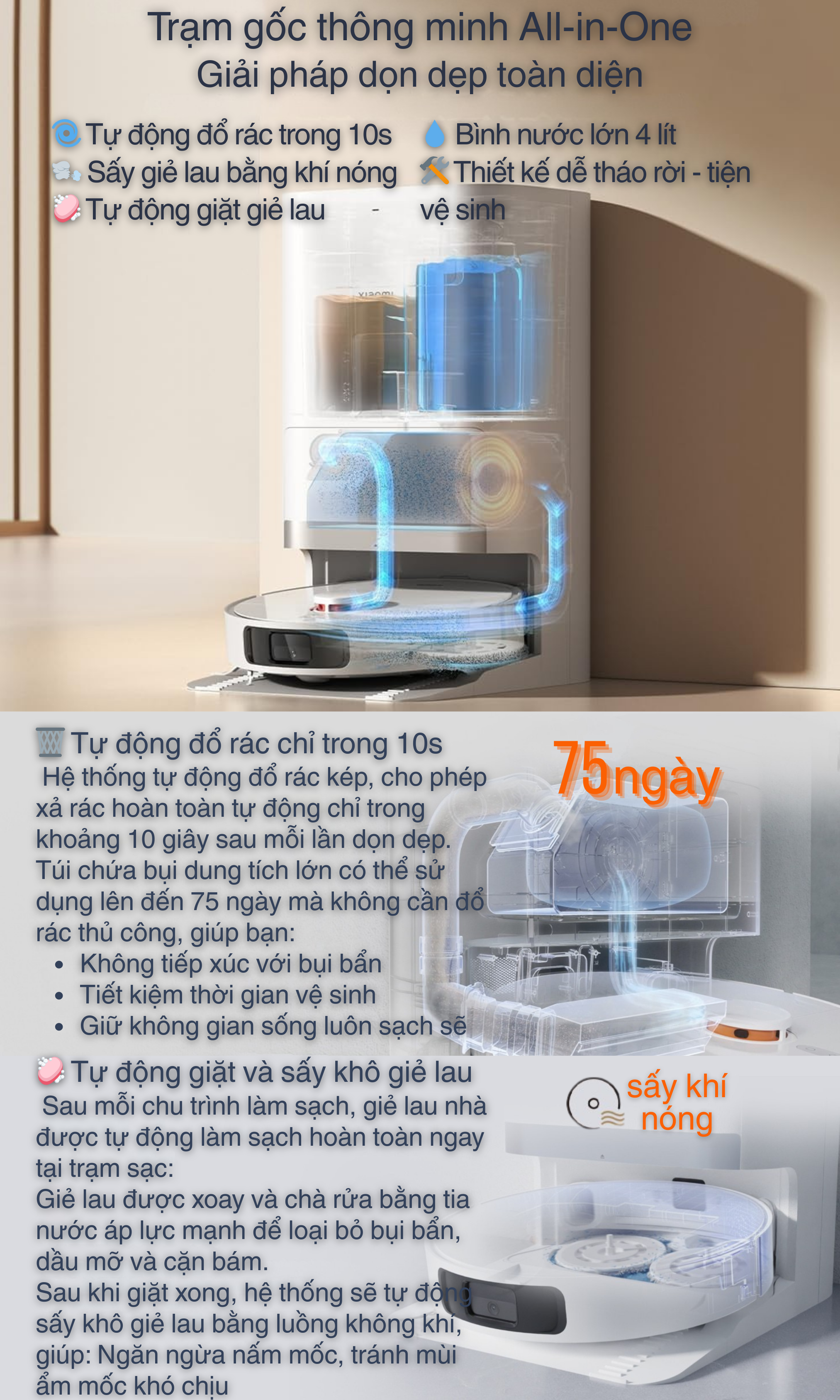 Trạm sạc thông minh All-in-One Giải pháp dọn dẹp toàn diện