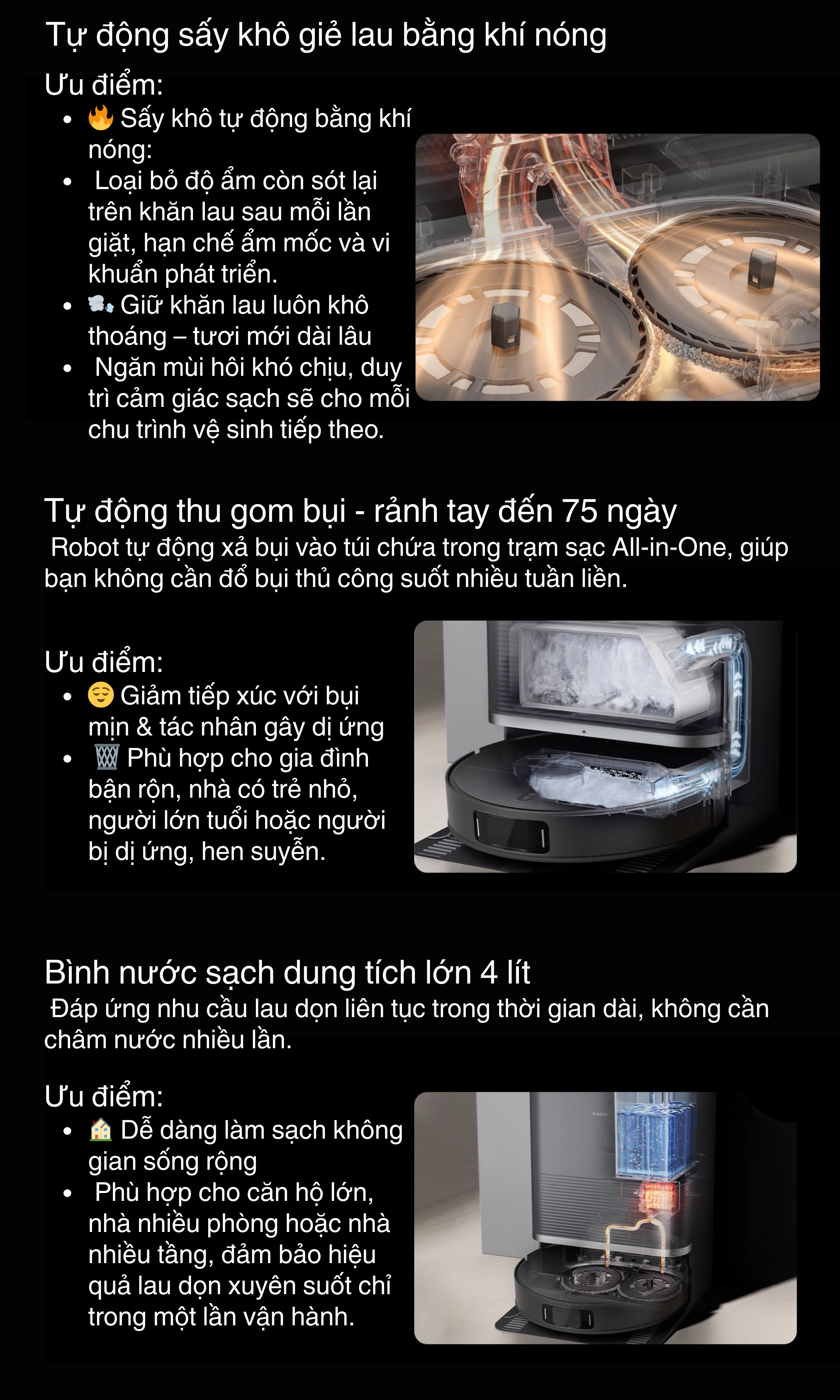 Xiaomi X20 Max - Tự động sấy khô giẻ lau bằng khí nóng