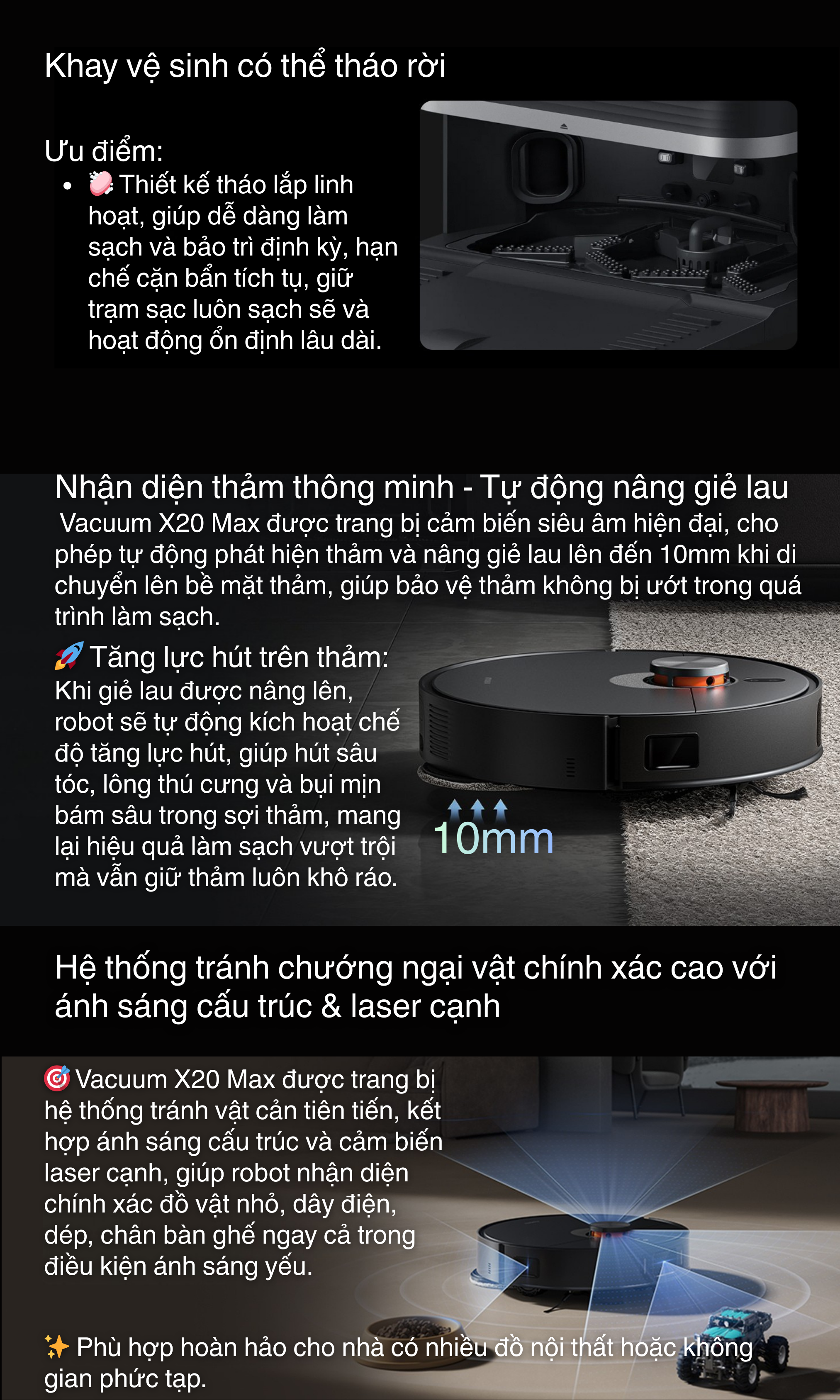 Nhận diện thảm thông minh - Tự động nâng giẻ lau