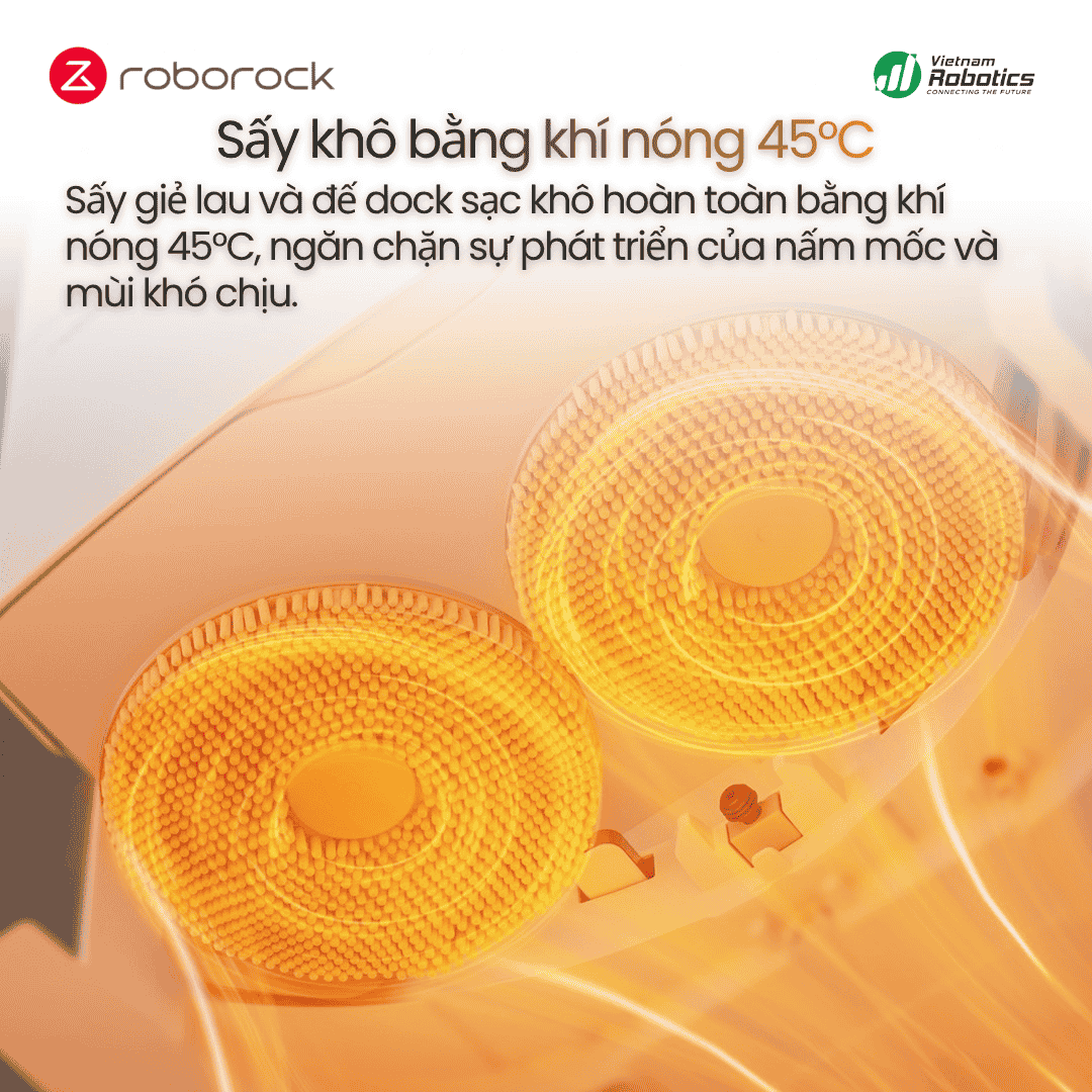 Qrevo 5AE - tự động sấy giẻ lau khí nóng