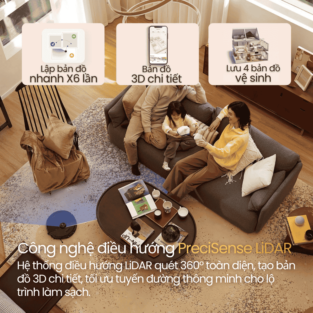 PreciSense LiDAR quét 360° và lập bản đồ 3D chi tiết ngôi nhà