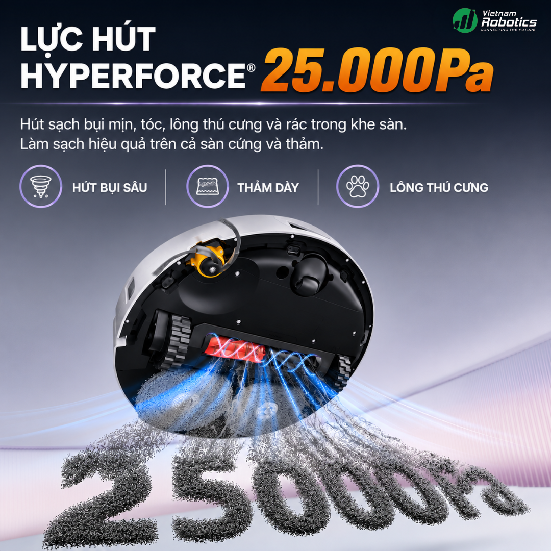 Lực hút HyperForce 25.000Pa - Mạnh, thật sự mạnh
