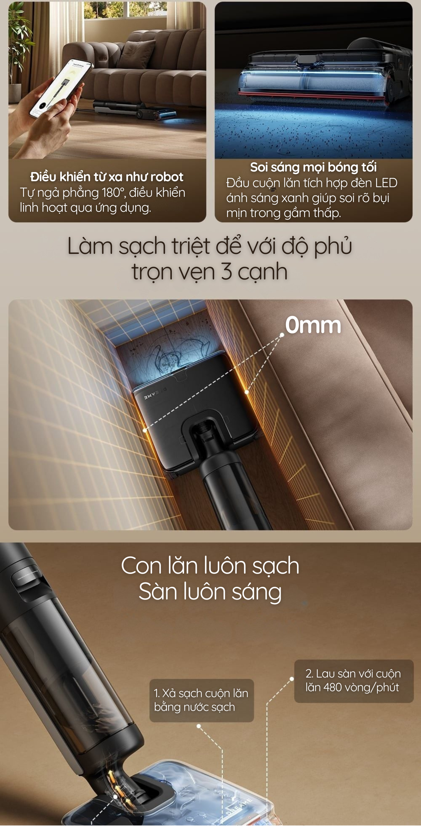 Con lăn luôn sạch Sàn luôn sáng