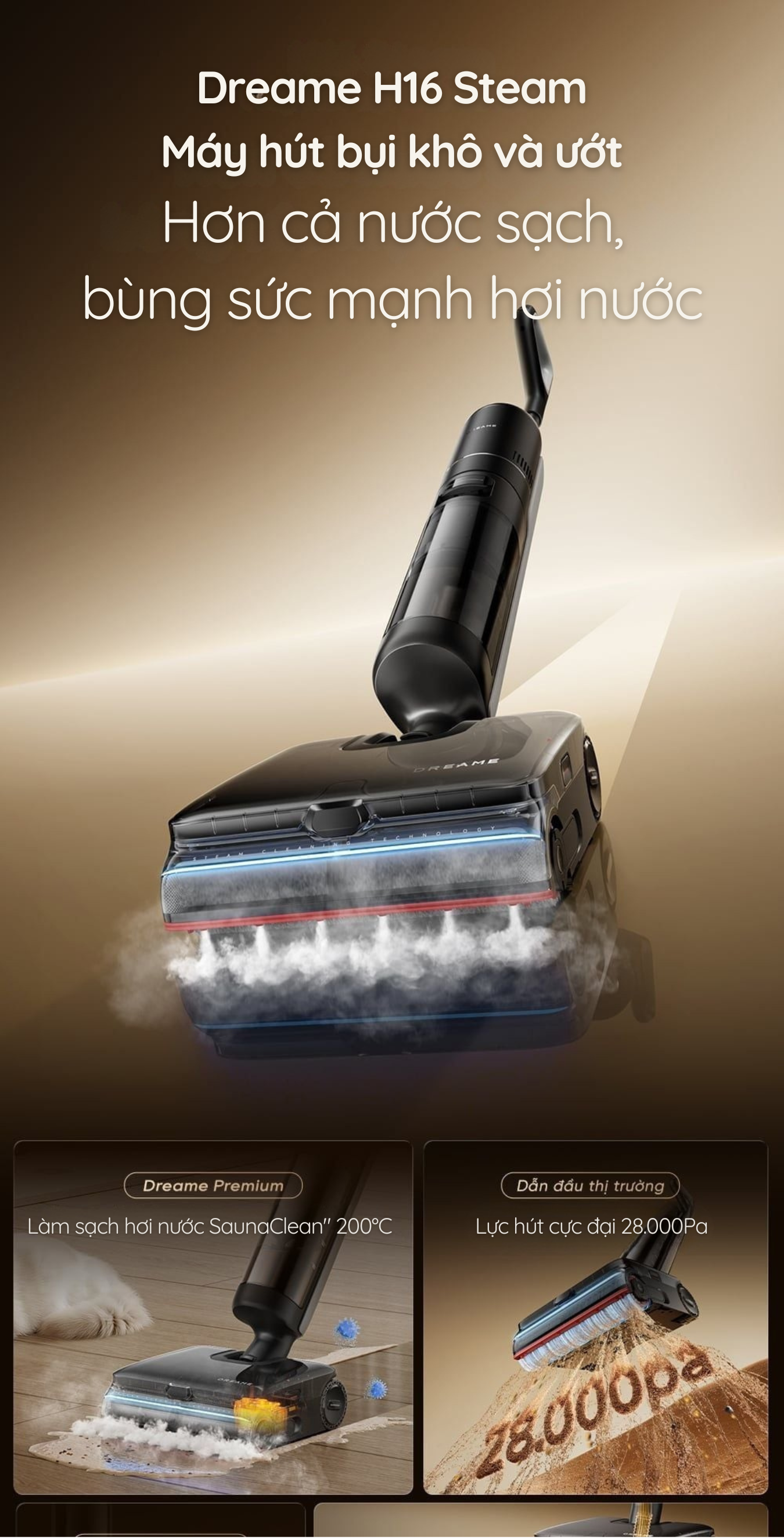 Dreame H16 Steam Máy hút bụi khô và ướt Hơn cả nước sạch, bùng sức mạnh hơi nước