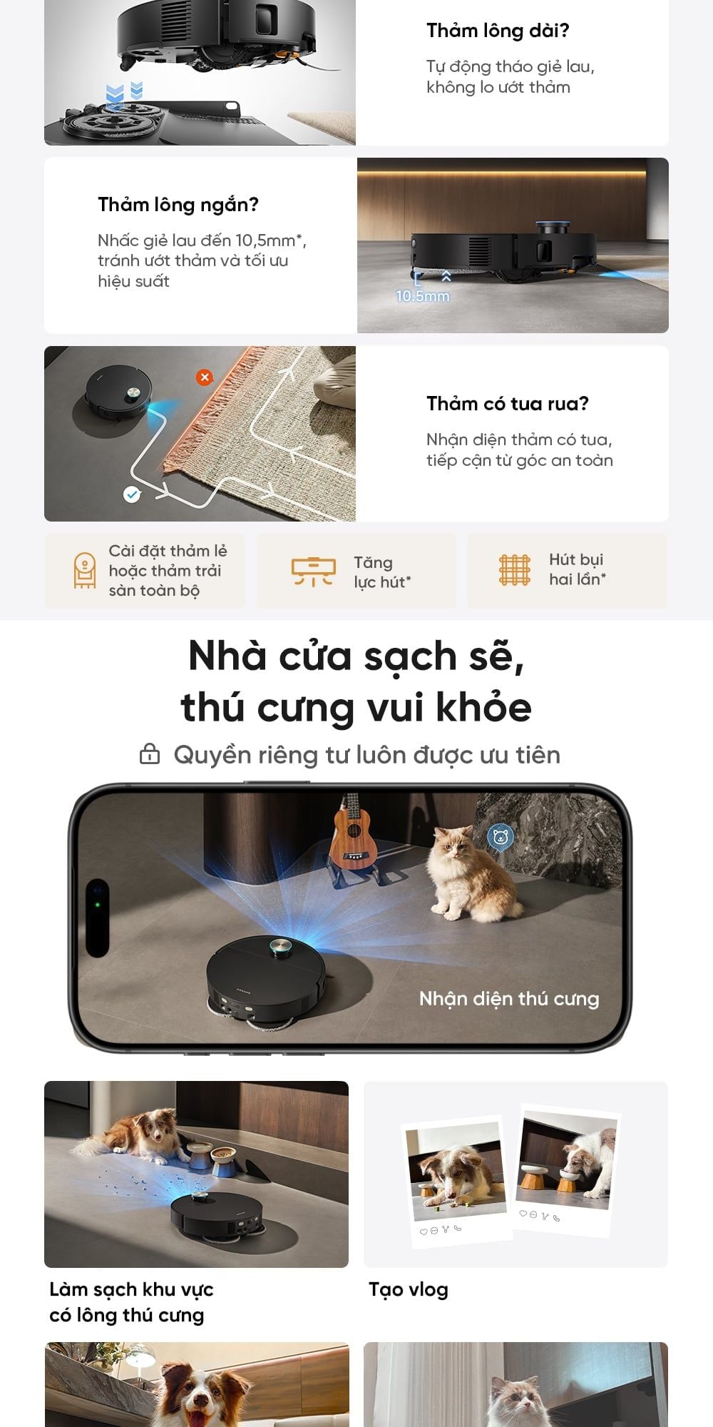 Dreame X60 Master - tháo giẻ lau khi hút bụi